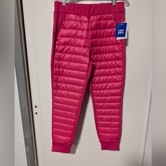JoyLab Bright Pink Puffer Front Joggers - Picture 1 of 3
